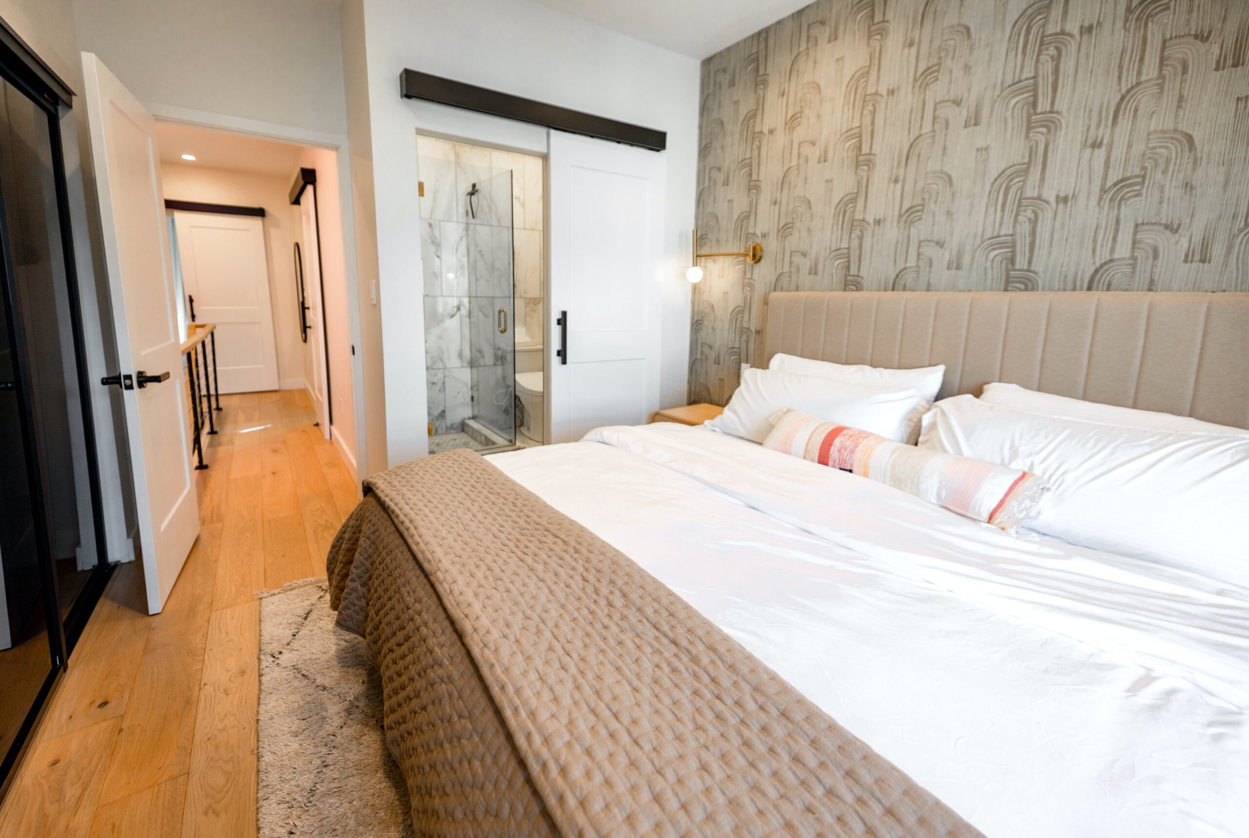 Inviting modern boho bedroom in vacation rental